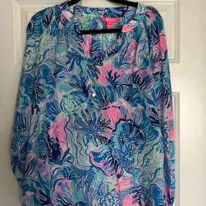 lilly Pulitzer Blue Scarf Shirt